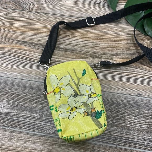 rebagz yellow floral recycled rice bag crossbody pouch - Picture 3 of 7